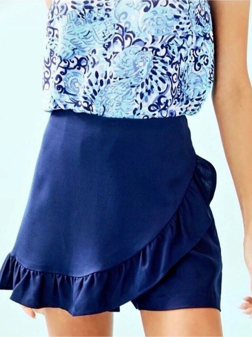 Lilly Pulitzer Faye Skort Navy Ruffle Skort Size 00 like New